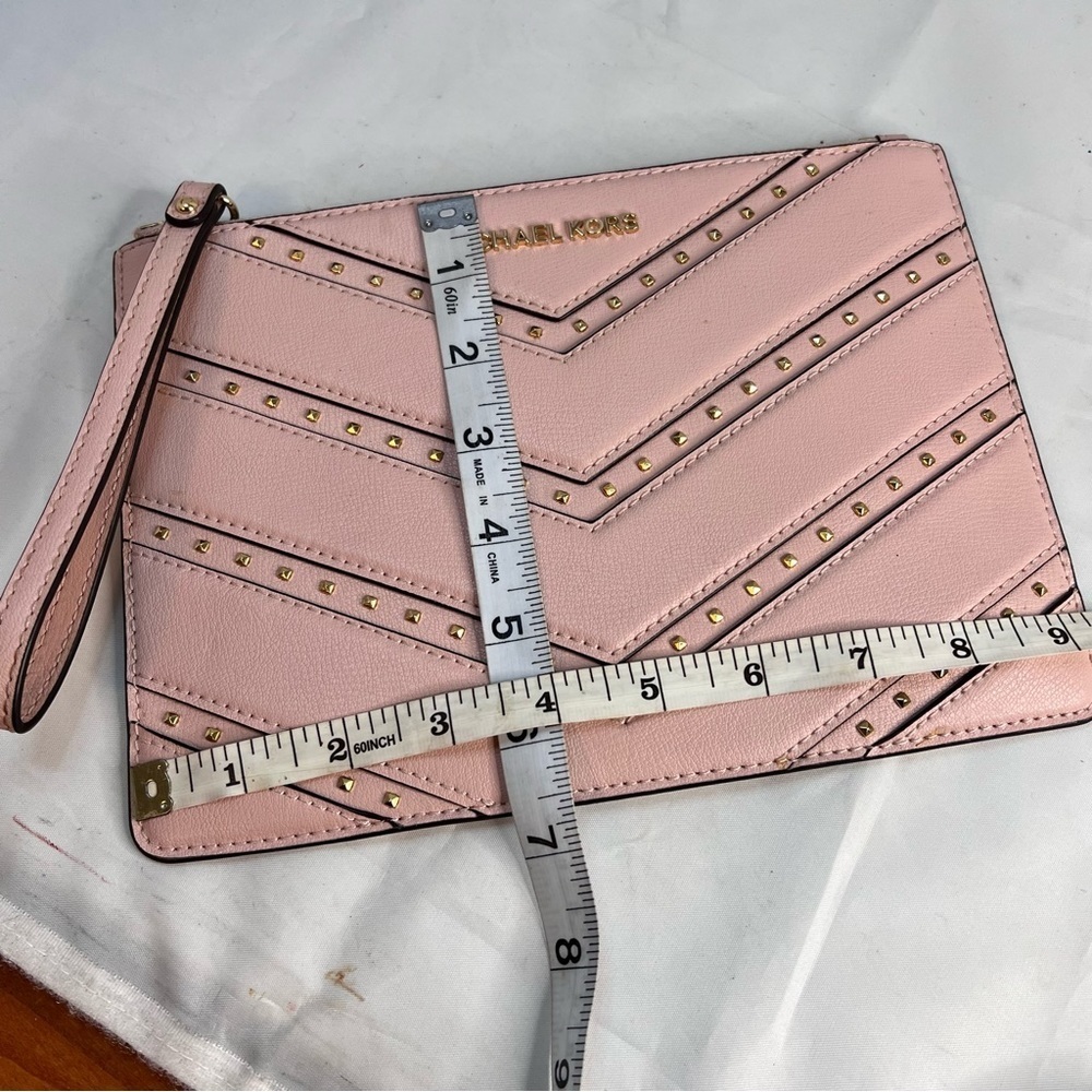 Michael Kors Zip Clutch XL Wristlet -Leather Blush Pink - Picture 6 of 7